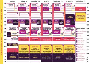 Grille horaire du festival